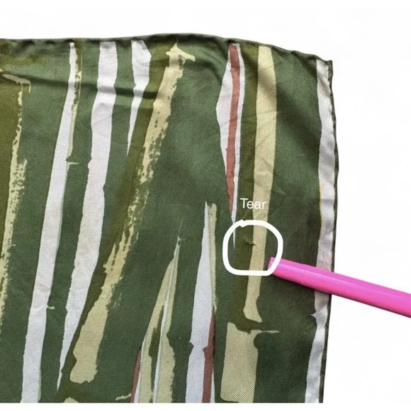 Vintage KEN SCOTT Silk Scarf  1970s "Animalia" Tiger Crane Bamboo‎ Print Flaws - Picture 13 of 13